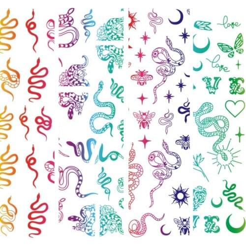 10PCS/Package Snake Dragon Nail Art Sticker DIY Band Face Adhesive Rainbow Gold Love Nail Art Applique Nail Supplies