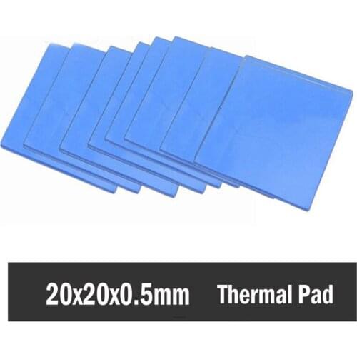 100PCS Gdstime 20x20x0.5mm Blue GPU CPU Heatsink Cooling Conductive Silicone Pad Thermal Silicone Pad