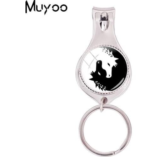 2018 Fashion Yin Yang Horse Multifunctional Keychain Horses Painting Nail Clipper Keyring Round Glass Photo Jewelry