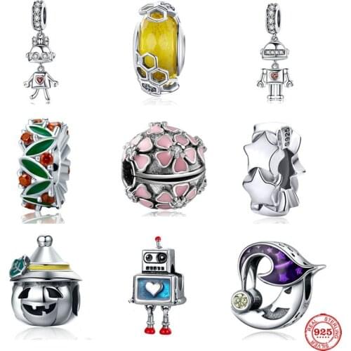 2021 new 925 Sterling silver robot girl boy star heart diy Beads fit Original Pandora charms silver 925 for women jewelry