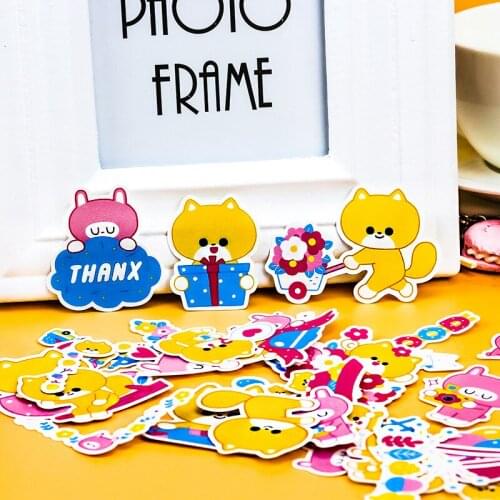 30pcs Creative Cute Self-made Cat and bunny scrapbooking Cartoon Paper stickers/Waterproof stationery diy print stickers kawaii