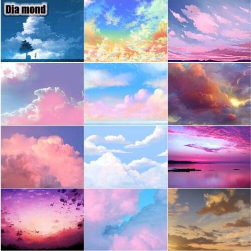 5D DIY Diamond Painting Sky Full Round /Square Drill Diamond Embroidery Landscape Colorful Clouds Cross Stitch Home Decoration