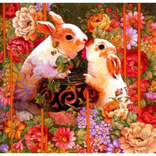 5D DIY Lovely Bunny Diamond Mosaic Painting Art Diamond Embroidery Rhinestone Cross Stitch Mosaic Kits Animals Rabbit Home Decor