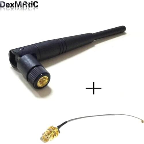 Wifi Antenna 2.4Ghz 3dbi Gain Omni with SMA Male Connector rubber duck aerial+SMA Female to u.fl/ipx Jumper Cable 15cm