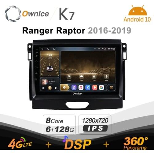 720P K7 Android 10 Car Radio Stereo for Ford Ranger Raptor 2016 - 2019 Support Front camera 4G LTE 360 2din Auto Audio 6G+128G