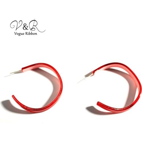 Post Big C-hoop Earring Red Blue Acrylic Green Leaf Love Letter And Real Clip Earring 2019 Trend