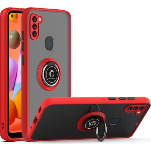 Samsung s21FE M31 F62 A21S A82 A72 A52 A42 A11 A12 A22 A32 A31 PU Camera Len Protection Case Ring Stand Holder Back Matte Cover