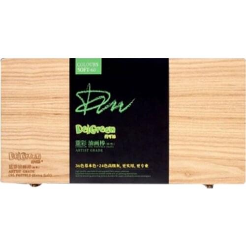 DelGreen Wooden gift box 60 Colors Set Heavy Oil Pastel Oil Painting decorating Stick Art Painting Crayon Set for Art Supplies
