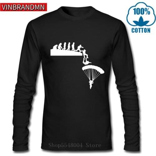Skydiving Evolution Long Sleeve T shirt men Skydiver Brand Clothing Parachuting Skydive T-shirt Man Sky Diving tops Harajuku Tee