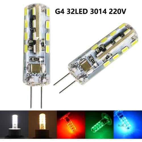 G4 Led 220VRGB Lamp 32LED 3014 red blue green warm white Led Bulb Light 3W Replace Halogen Lamp 360Beam Angle 5pcs