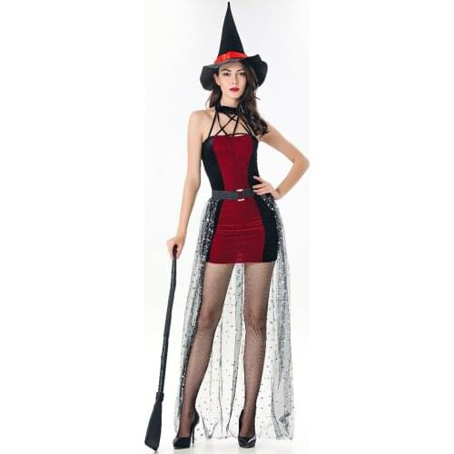 Halloween Party Women Witch Costume Sexy Fancy magician Performances Dress Vampire spider witch skirt cos anime