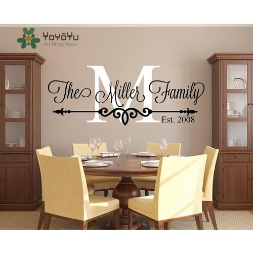 Family Name Custom Wall Decal - Personalized Family Monogram Living Room Decor Established Date Vinyl Wall Sticker NY-441