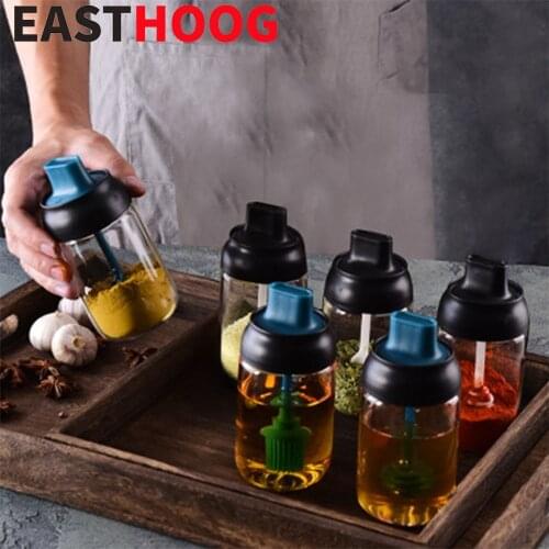 Seasoning Cruet Kitchen Oilers Jars for Spices Bottle Salt Shaker Kitchen with Lid Spice Holder Jar Glass Kitchen Accessories