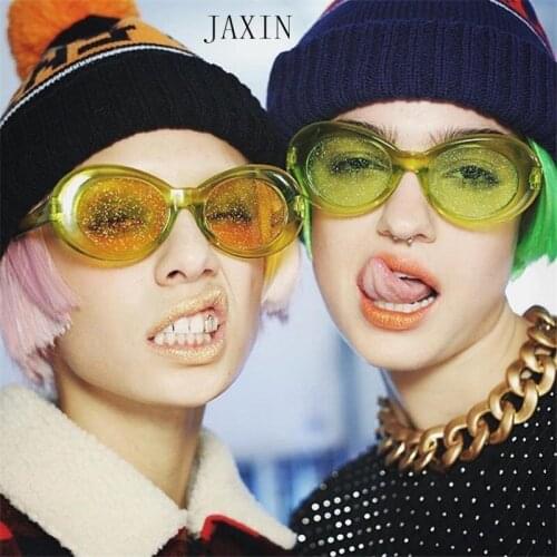 JAXIN Personality trend oval Sunglasses Women fashion novelty sequins Sun Glasses gorgeous wild new gorgeous new glasses UV400