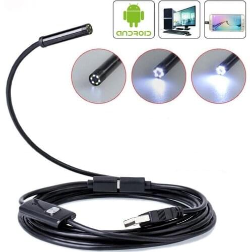 5.5mm / 7mm Waterproof Mobile Endoscope Camera Inspection Flexible Micro Usb Android Borescope Endoskop Kamera Car Snake Cable