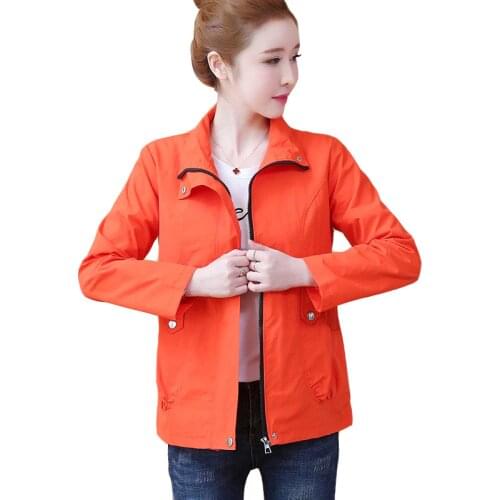 IOQRCJV Short Windbreaker Jacket Female 2019 Spring Autumn New Loose Casual Womens Jacket Coats Outerwear Plus Size S-3XL L36