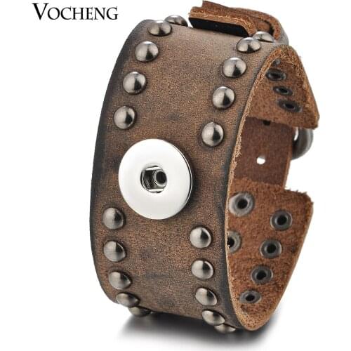 Leather Bracelet Ginger Snap Jewelry Vocheng Interchangeable for 18mm Button Rivet Style NN-593