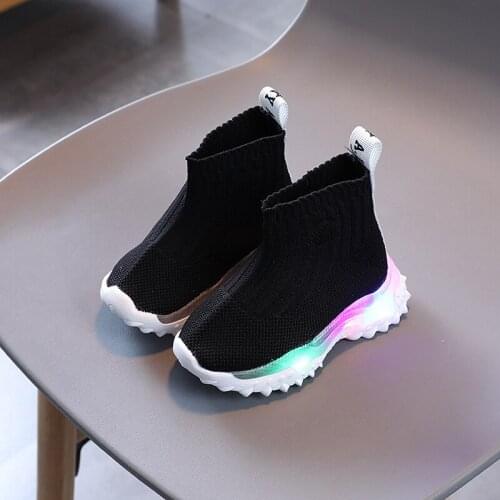 Autumn Childrens Luminous Shoes LED Breathable Mesh Boys Sneakers Lightweight Baby Toddler Girls Shoes Kids Sneakers G205