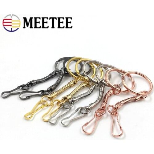 Meetee 10/30pcs 80cm Fashion Metal Key Chain Hanging Buckle ID21mm O Ring Key Pendant Hook Clasp DIY Hardware Crafts Accessories