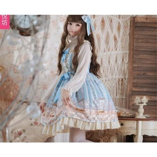 Sweet Rococo Style Lolita JSK Dress sleeveless Floral Printed Short Party Dress B808