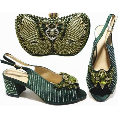 Sweety Women Nice D.green Shoes And Bag Set To Match High Quality Italian Shoes With Matching Bags For Party! C211-2