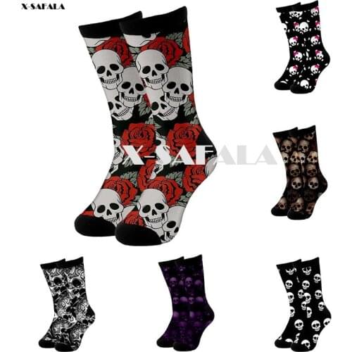 Christmas Halloween Skull Head Viking 3D Fashion Long Socks Cycling Casual Novelty High Socks Men Women Cotton Funny Colorful -1