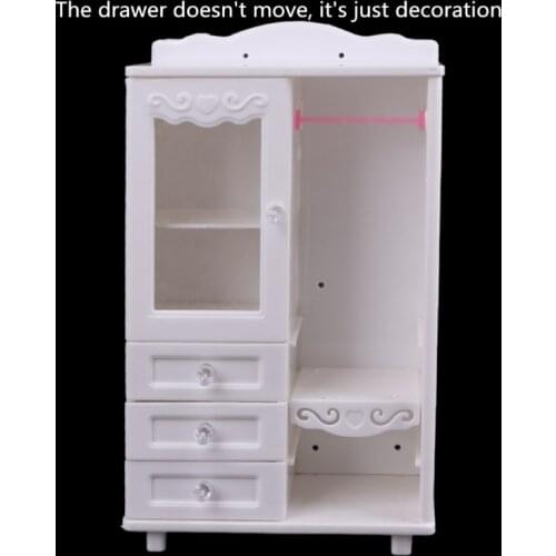 New Luxury White Wardrobe Closet Accessories Furniture Girls Gift For Babie Doll