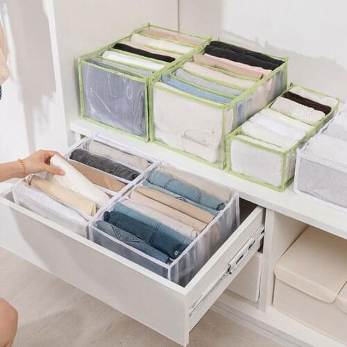 6/7/9 Grids Jeans Storage Box Closet Wardrobe Clothes Compartment Boxes Drawer Jeans Socks Separation Organizer Pants Storage