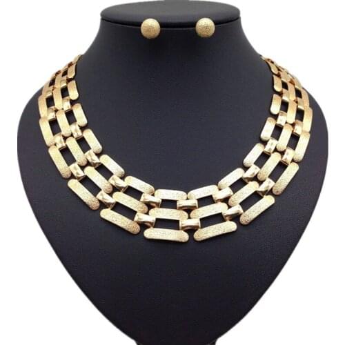 Sakura Love Nigeria Wedding Punk Gold Necklace African Bride Jewelry Set Gift Feminine Charm Fashion Accessories