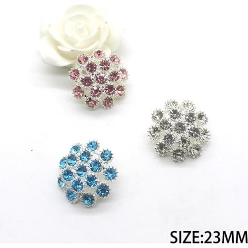 5pcs/lot 23MM Silver Sewing Button for Needlework Rhinestone Buttons for Clothing Diy Manualidades Accessories Decorative