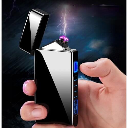 Double Arc USB Rechargeable Cigarette Lighter Gift Metal Windproof Lighter Smoke Accesoires Cool Lighter Tobacco Accessories