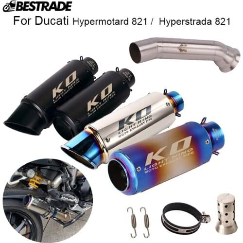 Exhaust System For Ducati Hypermotard 821 / Hyperstrada 821 2013-2018 Mid Connect Link Pipe Exhaust Muffler Tube Slip On 51mm