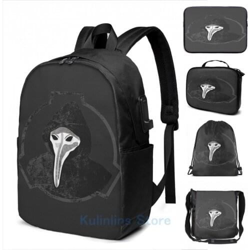 Funny Graphic print SCP-049 Plague Doctor USB Charge Backpack men School bags Women bag Travel laptop bag