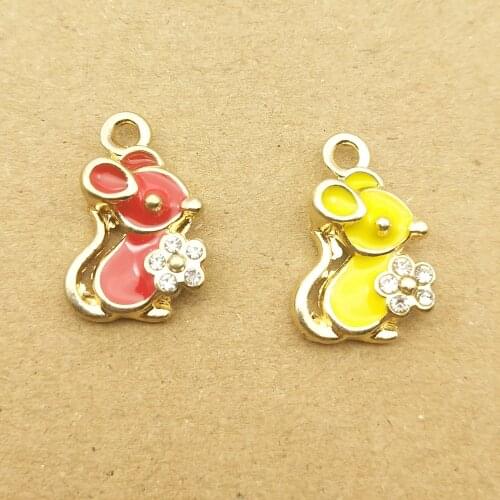 10pcs 11x16mm mouse charm enamel charm for jewelry making fashion charms earring pendant