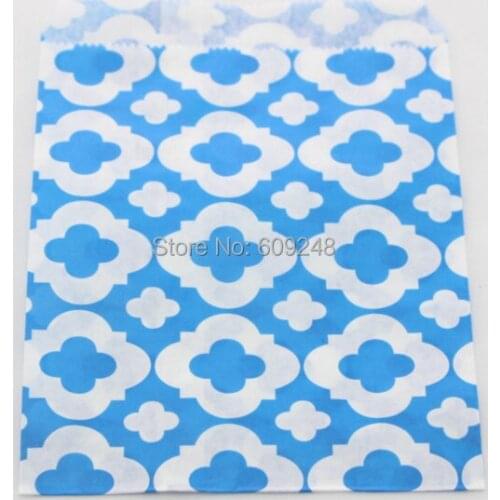 100pcs Mixed Colors Birthday Buffet Candy Treat Royal Blue Mod Patterned Paper Party Favor Gift Bags