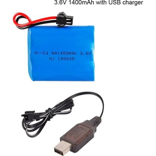 3.6V 1400mah NICD battery pack with USB charger set for RC toy Car Boat GUN Trucks Trains RC toy model Battery SM Plug 3.6V