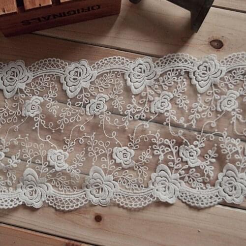 3Yards 18cm Width High Quality French Lace Fabric Beautiful Floral DIY Embroidered Lace Trim For Bridal Dress YY244