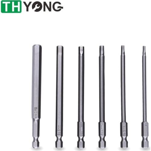 6Pcs 100mm Hex Head Screwdriver Bit S2 1/4 Inch Hex Shank Magnetic Electric Drill Screwdriver Bits Set H2.5-H8