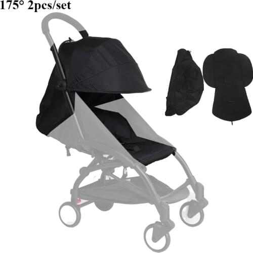Baby Stroller Accessories 175° For Babyzen Yoyo Sunshade Cover +Cushion Pad Canopy Seat Mattress Fit Yoya Babytime Pram Hood