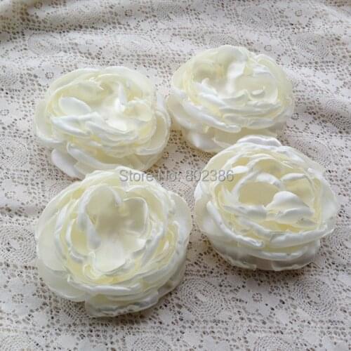 Free Shipping 4" Ivory Big Satin Burned Flower