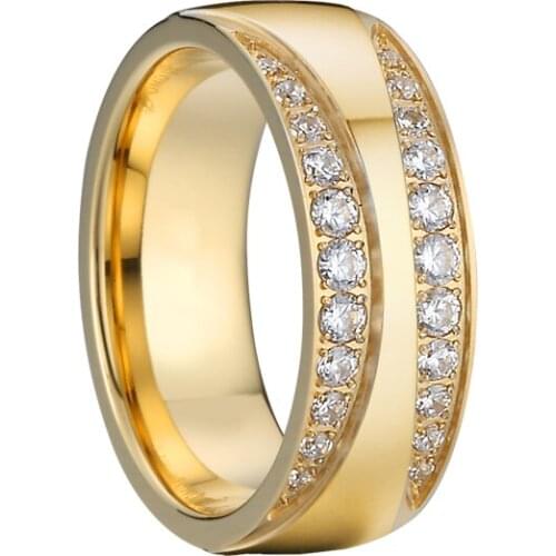Large rings for women love alliance gold plated titanium jewelry cubic zirconia diamond couple engagement rings ladies female