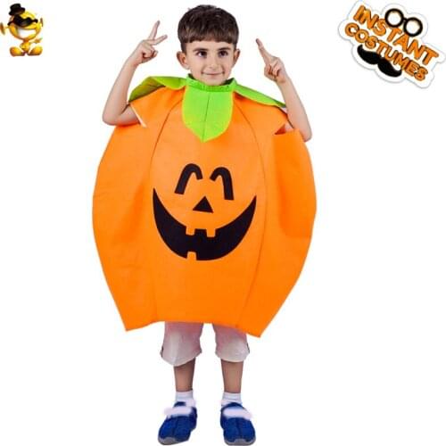 Unisex Kids Cute Pumpkin Costumes Cosplay Clothes for Children Fancy Dress Up for Halloween Party Role Playing