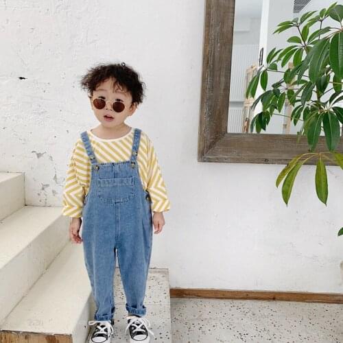 2020 Spring Toddler Overalls Casual Korean Denim Jumpsuit for Girl 2 3 4 5 6 Y Toddler Baby Boy Pants Fashion Child Jumpsuits
