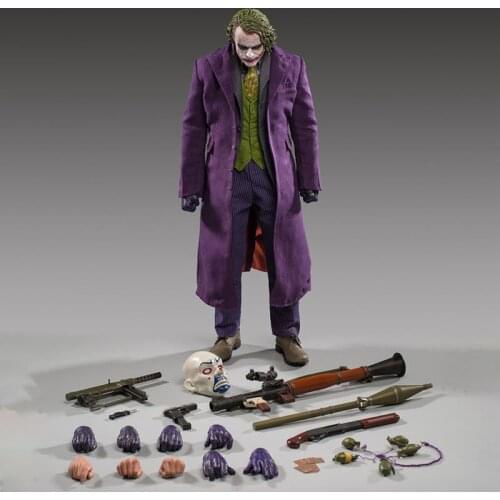 FIRE A030 1/4 Joker Heath Ledger Figure Model 18 inch Purple Coat Clown Soldier Action Doll Full Set Toy for Collection
