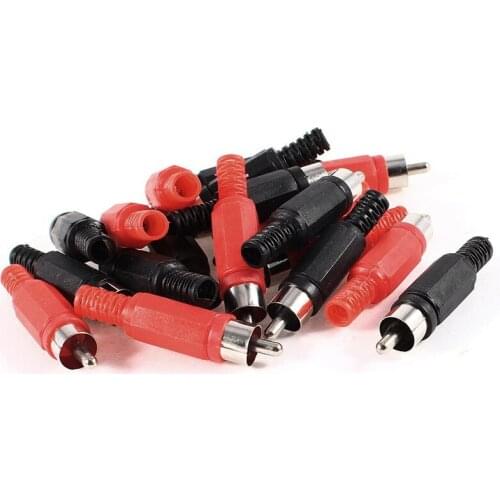GTBL Black Red Solder RCA Male Plug Audio Video Adapter Connector 20 Pcs