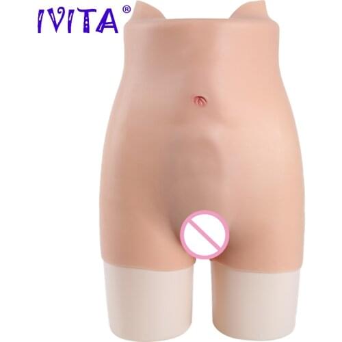 IVITA Transgender Shemale Silicone Fake Vagina Pants Artificial False Enhancer Buttock Latex Underwear Crossdresser Drag Queen