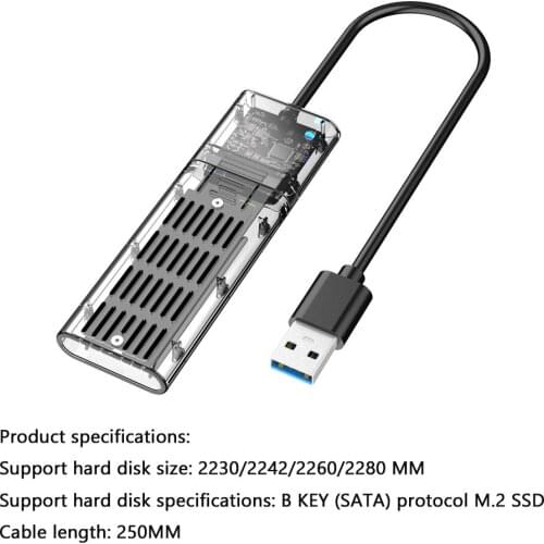 JMS578 M2 SSD Case SATA Chassis M.2 to USB 3.0Gen 1 5Gbps Speed NGFF SATA B Key SSD Adapter Mobile Hard Drive Disk Enclosure Box