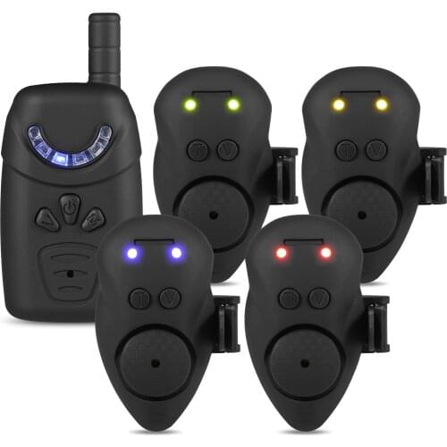 Lixada Fishing Bait Alarm Set with Portable Case Fishing Bait Alert Set Luminous Fishing Bait Indicator Digital Fishing Alert