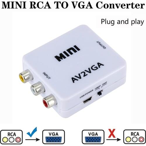 Mini RCA AV to VGA Video Converter Conversor AV2VGA Converter Adapter with 3.5mm Audio For HDTV TV Box DVD Monitor