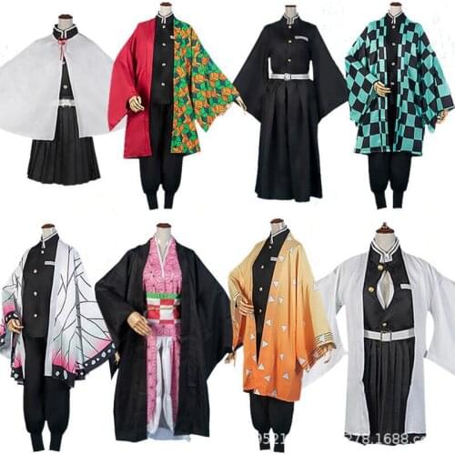 Anime Demon Slayer Kimetsu No Yaiba Cosplay Costumes Kimono Halloween Tanjirou Kamado Nezuko Cosplay Costume Sets